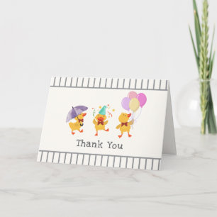 Zachte Streep Feestje Kleine Eend Baby Shower Bedankkaart