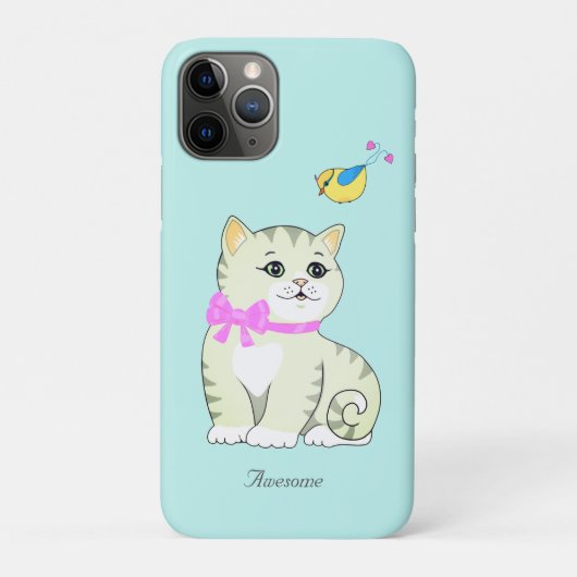 Zachte Tabby Poes op Lichtblauw Case-Mate iPhone Case (Achterkant)