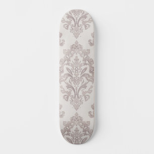 Zachte Taupe Damast Waterverf Klassiek Bloemmotief Skateboard