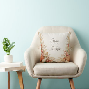 Zachte Terracotta Boho Bloemen Pampas Lijst Kussen