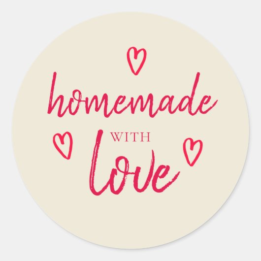 Zachte Thuisgemaakte Met Liefde Rode Antieke Wit Ronde Sticker (Voorkant)