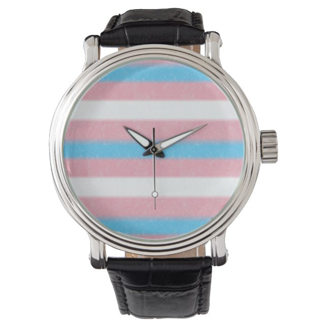 Zachte Transgender Pride Flag Kleuren Stripes Horloge (Voorkant)