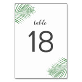 Zachte Tropische Palm Leaf Trouwtafelnummers Kaart (Voorkant)