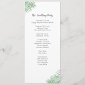 Zachte Tropische Palm Leaf Wedding Programma (Achterkant)