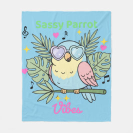 Zachte tropische "Sassy Parrot Vibes" Hart Zonnebr Fleece Deken