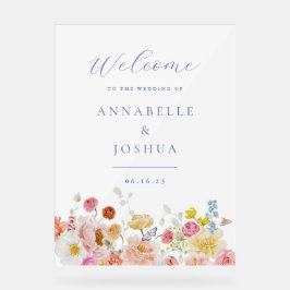 Zachte tuin bloemen bruiloft acryl bord