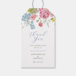 Zachte tuin bloemen bruiloft cadeaulabel