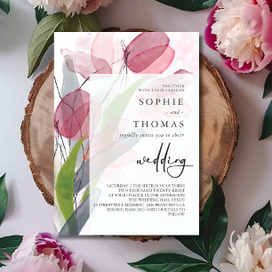 Zachte tulpen elegante bruiloft kaart