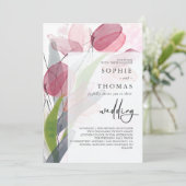 Zachte tulpen elegante bruiloft kaart (Staand voorkant)