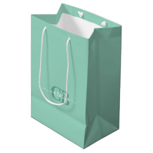 Zachte Turquoise Monogram Gift Bag Medium Cadeauzakje