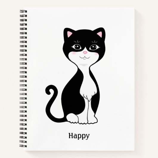 Zachte Tuxedo Kat op Witte Spiraal Notitieboek (Voorkant)