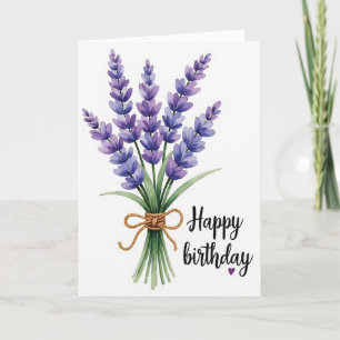 Zachte verjaardags lavendel boeket kaart