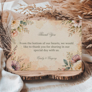 Zachte Vintage Bloemen Bedankkaart