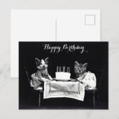 Zachte Vintage Katten Verjaardagsfeestje Briefkaart (Voorkant / Achterkant)