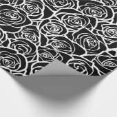 Zachte vintage zwarte en witte rozen cadeaupapier (Hoek)