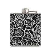 Zachte vintage zwarte en witte rozen heupfles (Achterkant)