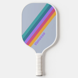 Zachte Viola Droom Strepen met Naam Pickleball Paddle