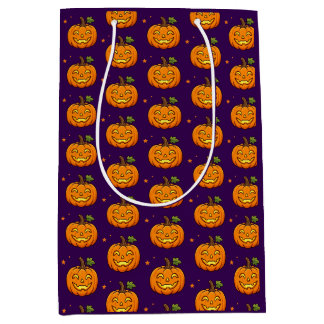 Zachte Vlammende Pompoen Halloween Favor Gift Zak Medium Cadeauzakje