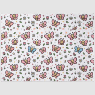 Zachte Vlinder Bloem Naadloos Kawaii Patroon Tissuepapier
