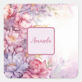 Zachte vrouwelijke bloemenpatronen met kleine bloe vierkante sticker