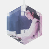 Zachte Wangji Spelen de Zither Glas Ornament (Voorkant)