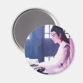 Zachte Wangji Spelen de Zither Magneet (Voorkant / Achterkant)