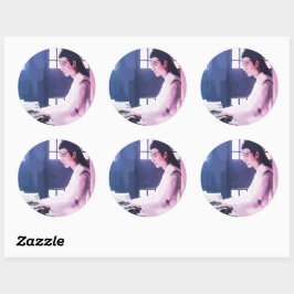 Zachte Wangji Spelen de Zither Ronde Sticker