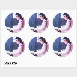 Zachte Wangji Spelen de Zither Ronde Sticker