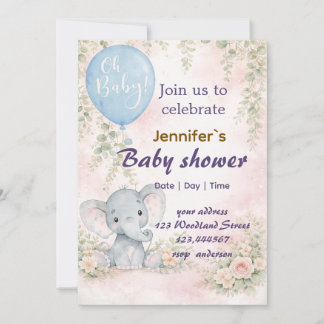 zachte waterkleur bloem teddybeer Uitnodiging