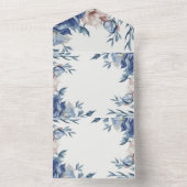 Zachte Waterverf Blauwe Bloemen All In One Uitnodiging (Binnen)