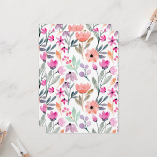 Zachte Waterverf Bloem Patroon Pastel  Kaart