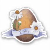 Zachte Waterverf Bloemen Paasei Vinyl Sticker (Voorkant)