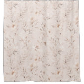 Zachte waterverf bloemtakken neutraal beige douchegordijn (Voorkant)