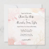 Zachte Waterverf Blush Bloemen Bruiloft Uitnodigin Kaart (Voorkant)