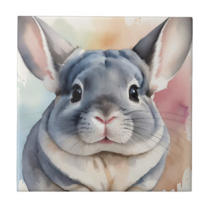 Zachte Waterverf Chinchilla Portret Tegeltje