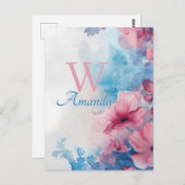 Zachte Waterverf in roze en blauw Briefkaart (Voorkant / Achterkant)