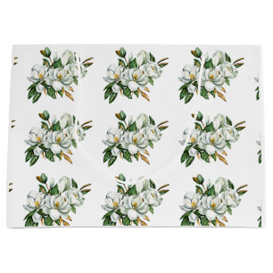 Zachte waterverf magnolia patroon blauw groot cadeauzakje