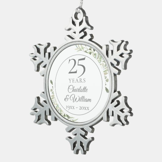 Zachte Waterverf met 25e Jubileum Tin Sneeuwvlok Ornament (Rechts)