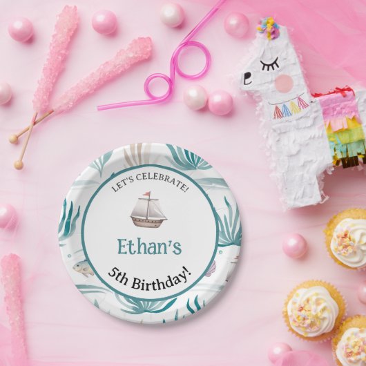 Zachte Waterverf Ocean Scene Papieren Bordje (Feest)