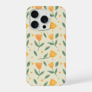 Zachte waterverf oranje wilde bloem naadloos patro iPhone 15 pro hoesje