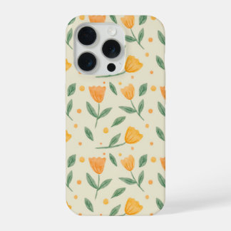 Zachte waterverf oranje wilde bloem naadloos patro iPhone 15 pro hoesje