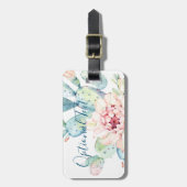 Zachte Waterverf pasta-bloeiende cactus Bagagelabel (Voorkant verticaal)