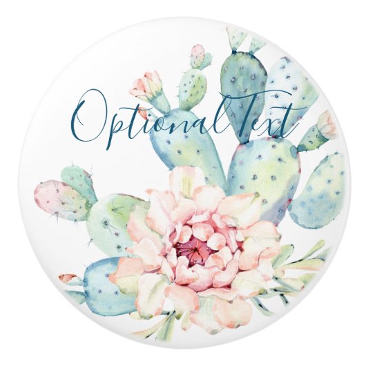 Zachte Waterverf pasta-bloeiende cactus Keramische Knop (Voorkant)