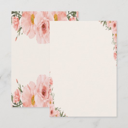 Zachte waterverf roze bloem notitiekaartje (Voorkant / Achterkant)