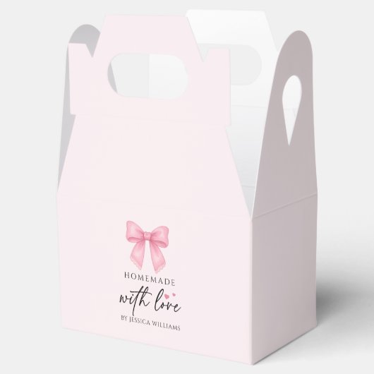 Zachte Waterverf Roze Strik Coquette Vakantie Cade Bedankdoosjes (Geopend)