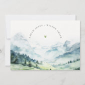 Zachte Waterverf Sneeuwberglandschap Bruiloft Bedankkaart (Achterkant)