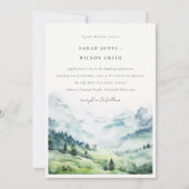 Zachte Waterverf Sneeuwberglandschap Bruiloft Kaart (Voorkant)