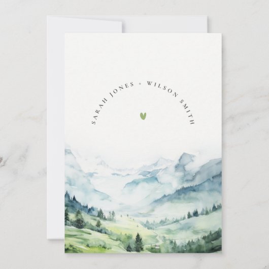 Zachte Waterverf Sneeuwberglandschap Verloving Kaart (Achterkant)