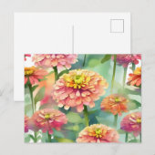 Zachte Waterverf Zinnia Floral Briefkaart (Voorkant / Achterkant)
