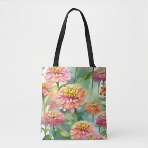 Zachte Waterverf Zinnia Floral Draagtas